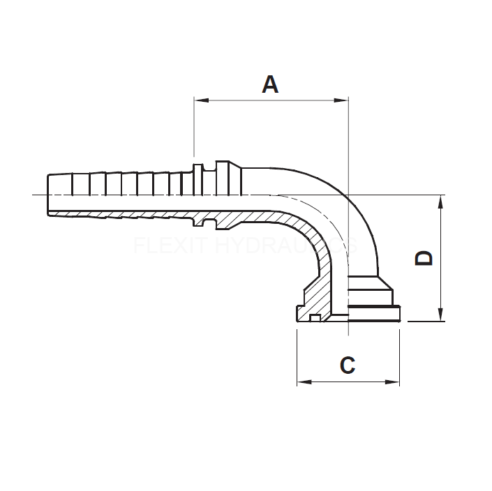 slangkoppling 90° SAE 6000