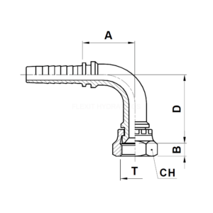 slangkoppling 90° JIC long-drop