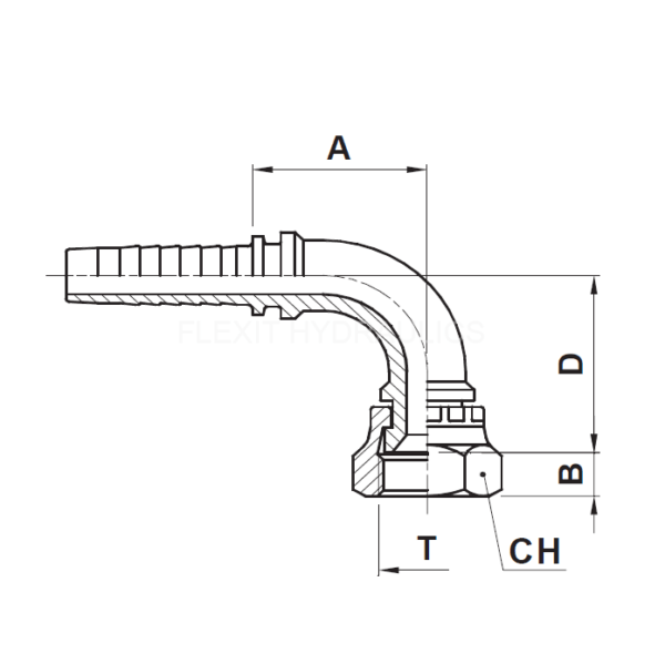 slangkoppling 90° JIC
