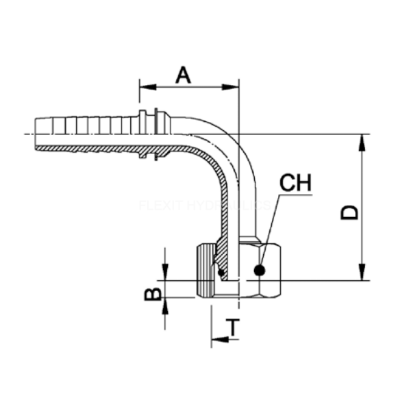 slangkoppling 90° long-dropp DIN DKOL