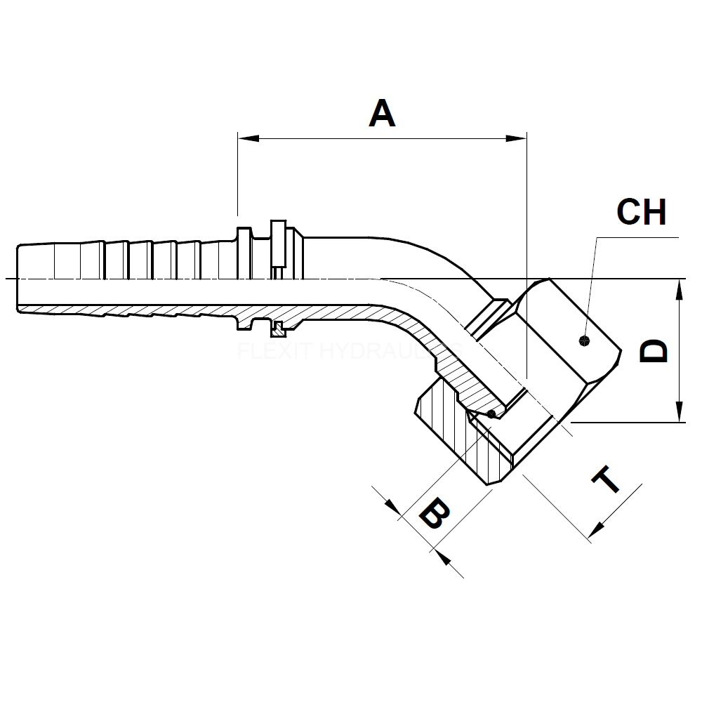 slangkoppling 45° BSP o-ring