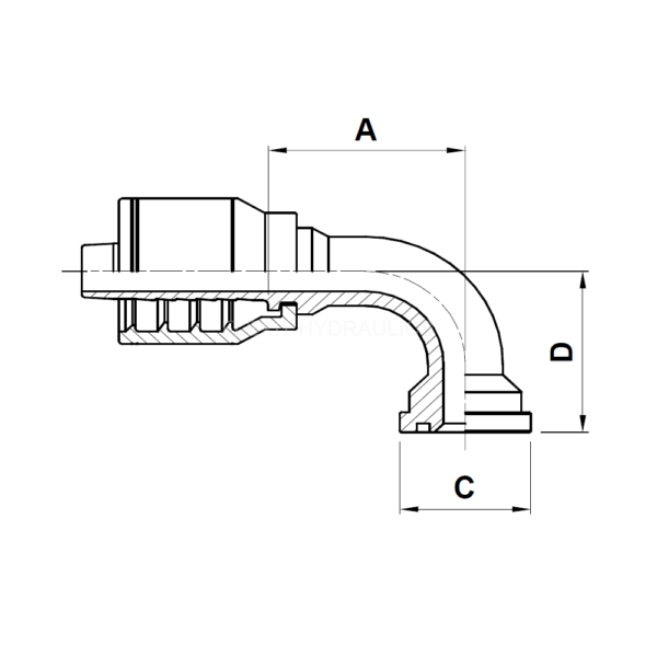 slangkoppling 90° JIS Komatsu fläns