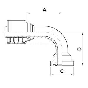 AX90J SAE3000 90° SLANGKOPPLING HYDRAULIKSLANG