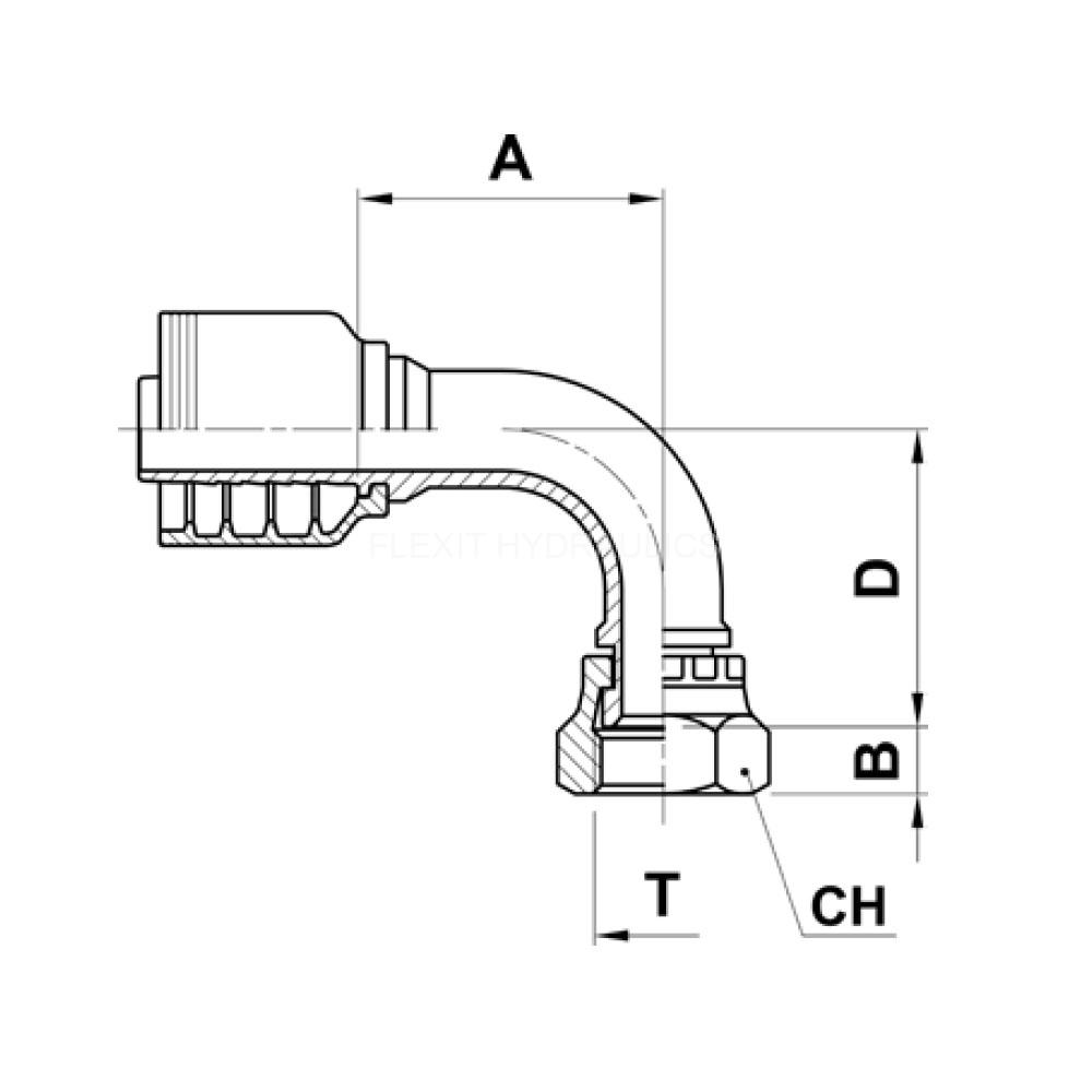 slangkoppling 90° JIC