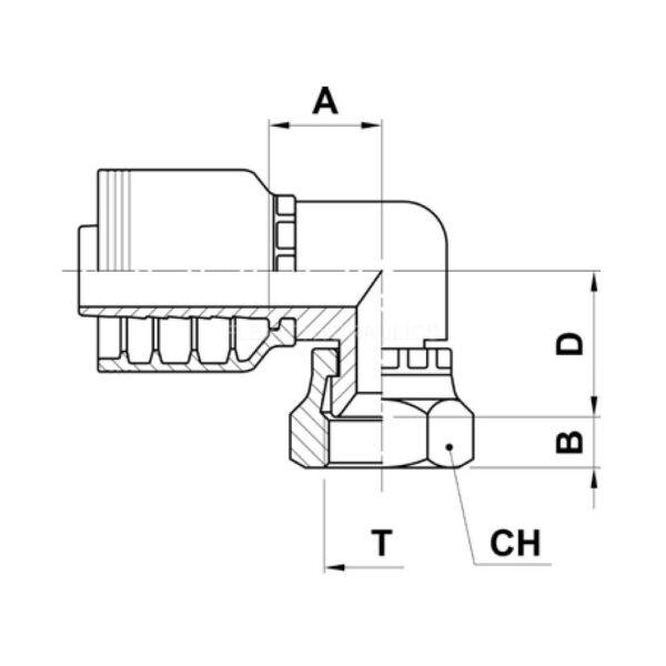 Kompakt slangkoppling JIC 90°