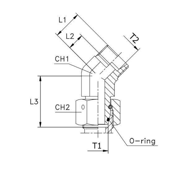 45° Adapter metrisk EV EWV