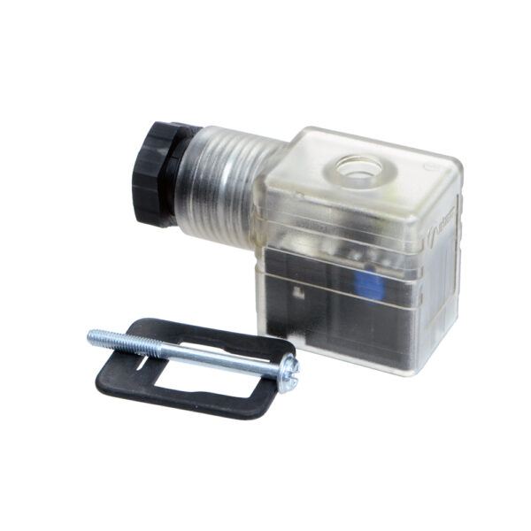 dinkontakt 22mm "B" LED VBA DIN CONNECTOR TYPE INDUSTRIAL B WITH LED, 10-24V, 22MM TRANSPARENT COVER